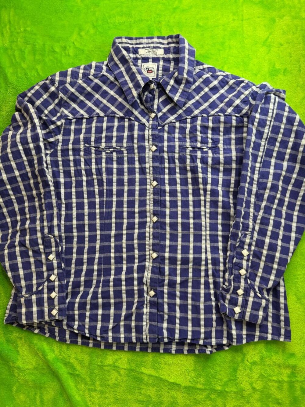 Cruel Girl Plaid Button-Up Shirt Size L 100% Cotton